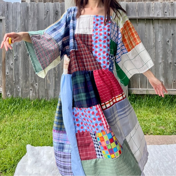 Handmade Quilted Patchwork Plaid Dress SKU 05276 - Picture 10 of 16